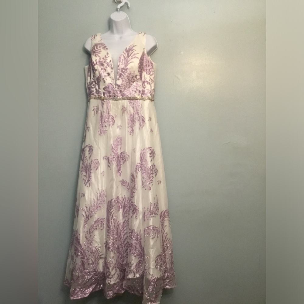 Cachet White and Purple Sequin Dress